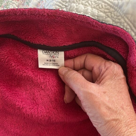 Danskin Now Mock Neck Fleece Jacket Size M GUC Pink/black - Picture 4 of 6